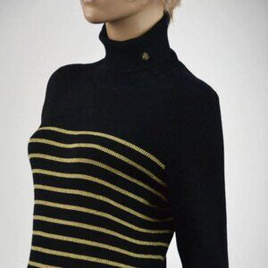 NWT Ralph Lauren Navy and Gold Striped Turtleneck Sweater